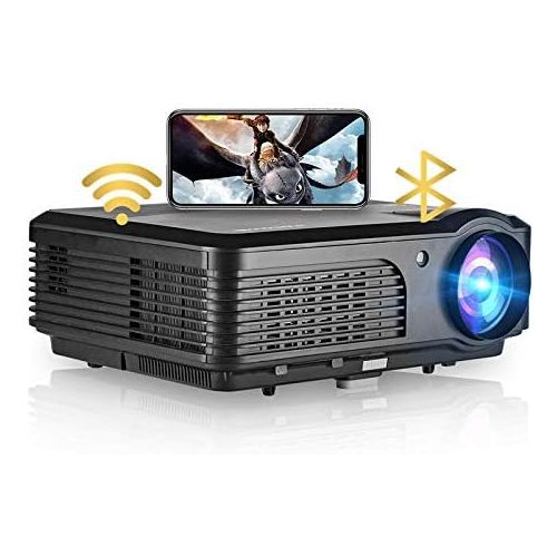  ZCGIOBN WiFi Projectors with Bluetooth 4400 Lumens HD LCD LED 1080P Support Home Theater Projector Indoor Outdoor Movie Gaming with Android iOS Speakers 2 HDMI 2 USB VGA RCA Audio AV Port