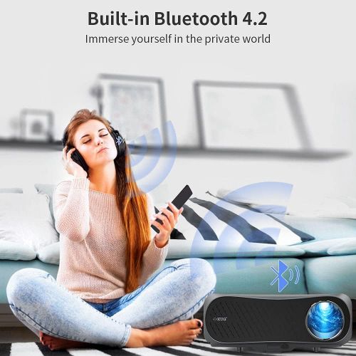  ZCGIOBN WiFi Bluetooth Projector Full HD 1080P Native 4K Support, 5500 Lumen Smart Android Wireless LED LCD Video Projectors 1920x1080 HDMI USB VGA AV Audio for Home Cinema Movie Gaming TV