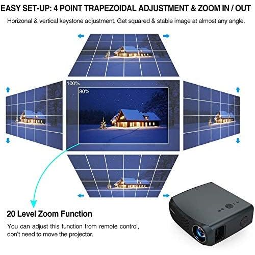  ZCGIOBN 5G WiFi Projector Native 1080P Full HD with 5500 Lumen Wireless Bluetooth, Support 4K Max 200 LCD Multimedia Home Movie HDMI USB Projector with Hi-Fi Speaker, X /Y Zoom, for Presen
