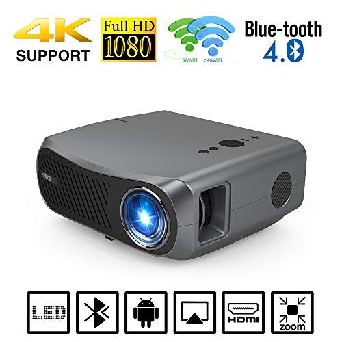  ZCGIOBN WiFi Full HD 1080P Native Projector Support 4K LED LCD Bluetooth Home Theater Outdoor 5500Lumen with Android HDMI USB VGA AV Audio Zoom 4D Keystone 1920x1080 for Smartphone Laptop