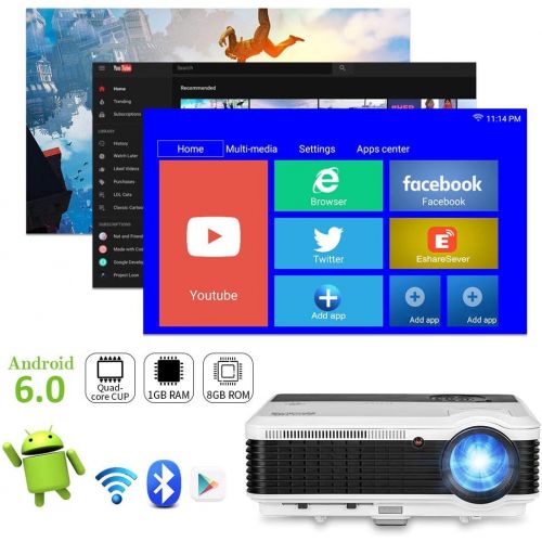  Projector-led Smart Home Projector with Bluetooth Wifi,4600 Lumen LED Movie Proyector Compatible with HDMI VGA USB AV DVD Player Fire TV Stick Laptop,Support 150” Display/Screen Mirroring/Zoom