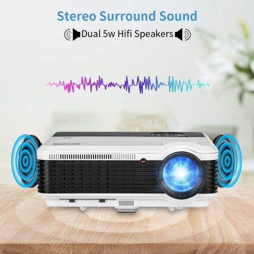  Projector-led Smart Home Projector with Bluetooth Wifi,4600 Lumen LED Movie Proyector Compatible with HDMI VGA USB AV DVD Player Fire TV Stick Laptop,Support 150” Display/Screen Mirroring/Zoom