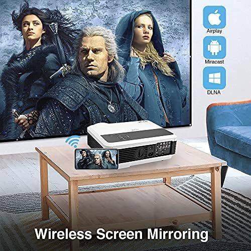  Projector-led Smart Home Projector with Bluetooth Wifi,4600 Lumen LED Movie Proyector Compatible with HDMI VGA USB AV DVD Player Fire TV Stick Laptop,Support 150” Display/Screen Mirroring/Zoom