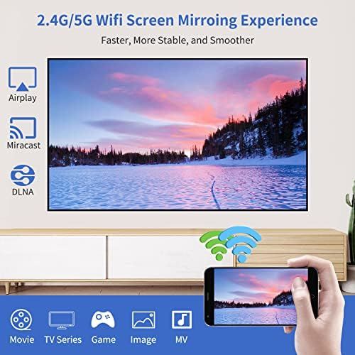  ZCGIOBN Native 1080P Bluetooth Projector LCD 8000 Lumen LED 5G Wifi Projector 4K Support Movie Theater TV Indoor Outdoor Smart Wireless Video Proyector with HDMI USB Airplay for iOS/Androi