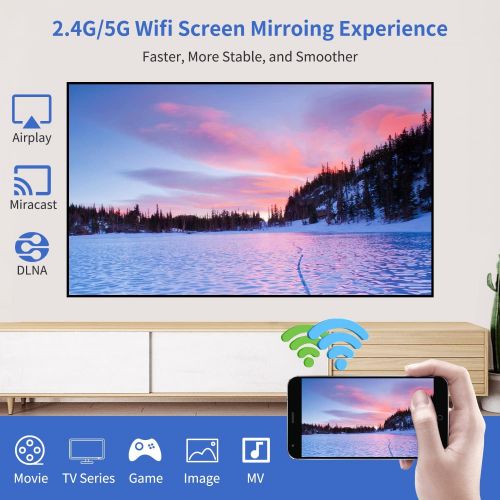  ZCGIOBN Native 1080P Bluetooth Projector LCD 8000 Lumen LED 5G Wifi Projector 4K Support Movie Theater TV Indoor Outdoor Smart Wireless Video Proyector with HDMI USB Airplay for iOS/Androi