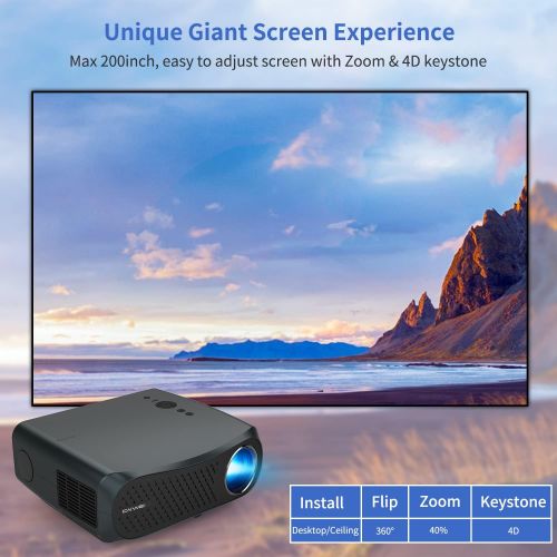  ZCGIOBN Native 1080P Bluetooth Projector LCD 8000 Lumen LED 5G Wifi Projector 4K Support Movie Theater TV Indoor Outdoor Smart Wireless Video Proyector with HDMI USB Airplay for iOS/Androi