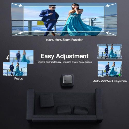  ZCGIOBN Full HD Wifi Bluetooth Projector 1080P Native Support 4K, 8000 Lumen LED Smart Android Wireless Home Outdoor Business Projector 1920x1080 USB HDMI VGA AV Audio for Laptop PC TV DVD