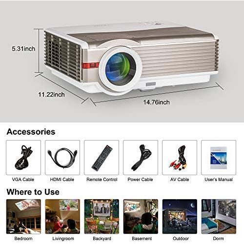  ZCGIOBN 7200L Full HD 1080P Projector, WIFI Projector Wireless Display for Smartphone iPad Laptop Airplay, Home Outdoor Presentation Bluetooth Android Projector with Apps, TV Stick PPT DVD