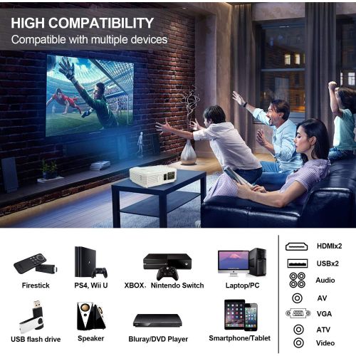  ZCGIOBN Full HD Video Wireless Projector 1080P Smart WiFi Bluetooth LCD HDMI Home Theater Projector with Android OS Screen Mirror Airplay for Smartphone Tablet DVD TV Stick USB VGA Indoor