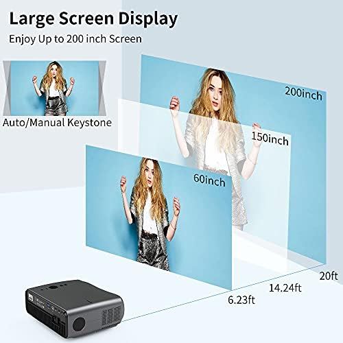  ZCGIOBN 5G WiFi Projector 8000L Native 1080P Bluetooth Projector, Digital 4D Keystone Support 4K & Zoom, Smart Home/Outdoor Android Projector Wireless Mirroring for Phone/PC/Laptop,TV Stic
