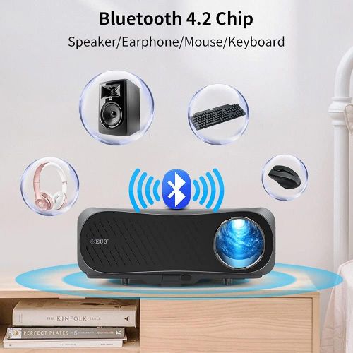  ZCGIOBN 5G WiFi Projector 8000L Native 1080P Bluetooth Projector, Digital 4D Keystone Support 4K & Zoom, Smart Home/Outdoor Android Projector Wireless Mirroring for Phone/PC/Laptop,TV Stic