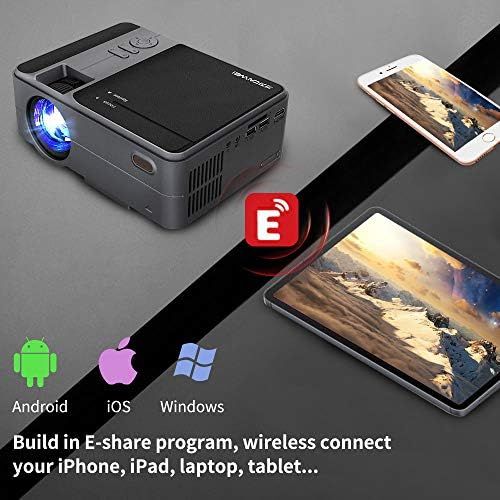  ZCGIOBN Mini Projector, Small WiFi Video Projector Outdoor Movie Android Projector Bluetooth, LED Portable Home Theater Projector 1080P and Wireless Mirroring Supported for Smartphone/Lapt