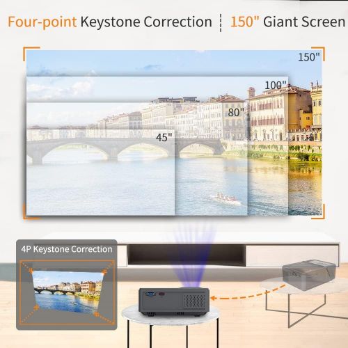  ZCGIOBN Mini Projector, Small WiFi Video Projector Outdoor Movie Android Projector Bluetooth, LED Portable Home Theater Projector 1080P and Wireless Mirroring Supported for Smartphone/Lapt