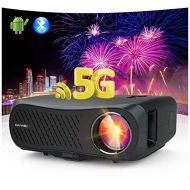 ZCGIOBN 5G WiFi Projector Native 1920*1080p with Bluetooth, Support 4K Movie Projector 8000LM Full HD 200” for Home Theater & Outdoor, Auto Keystone Zoom Compatible with Smartphone PC Fire