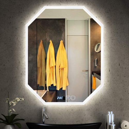  ZCJB Cosmetic Mirror HD Frameless Wall Mount Bathroom Octagon Intelligent Led Light Vanity Mirror...