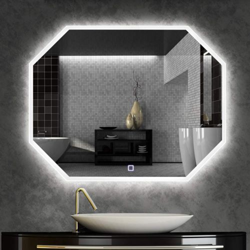  ZCJB Cosmetic Mirror HD Frameless Wall Mount Bathroom Octagon Intelligent Led Light Vanity Mirror...