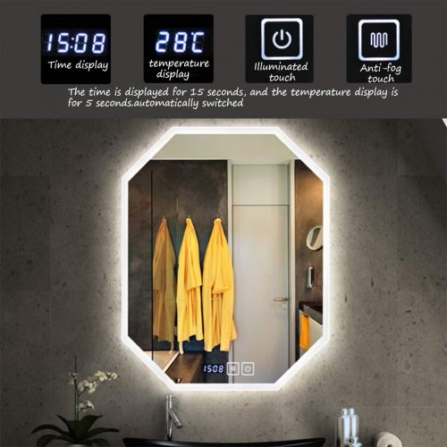  ZCJB Cosmetic Mirror HD Frameless Wall Mount Bathroom Octagon Intelligent Led Light Vanity Mirror...
