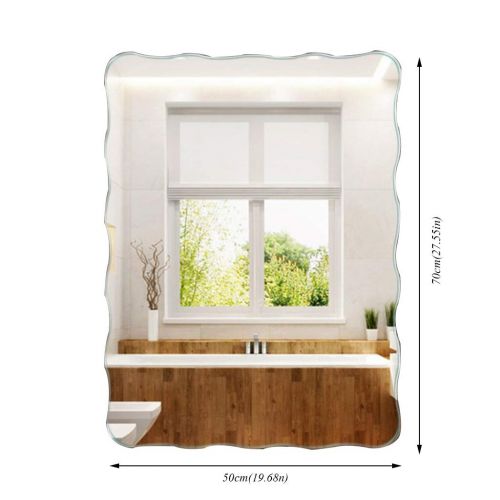  ZCJB Cosmetic Mirror Fashion Simple Wavy Edge Bathroom Wall Mirror Washing Frameless Mirror (color : D)