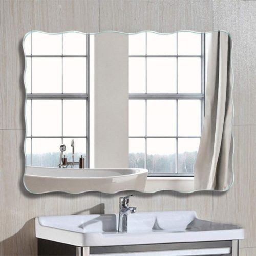  ZCJB Cosmetic Mirror Fashion Simple Wavy Edge Bathroom Wall Mirror Washing Frameless Mirror (color : D)