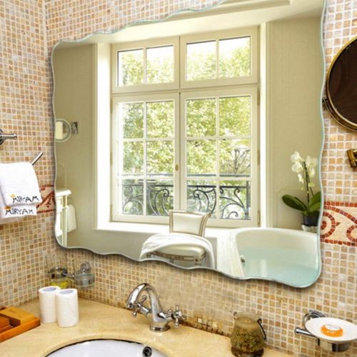  ZCJB Cosmetic Mirror Fashion Simple Wavy Edge Bathroom Wall Mirror Washing Frameless Mirror (color : D)