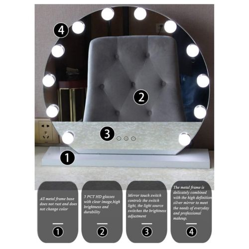  ZCJB Cosmetic Mirror Desktop LED Princess mirror With light HD Dressing mirror make up Vanity Mirror SY-102 (color : BLACK, Size : C)