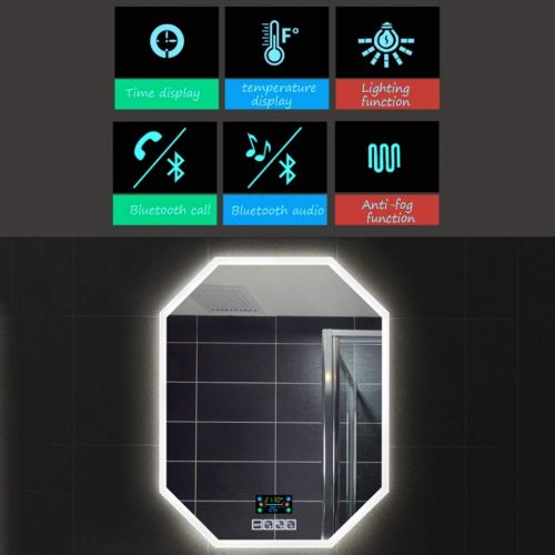  ZCJB Hanging Mirror,Intelligent Led Light Frameless Time Temperature Display Bluetooth Bathroom...