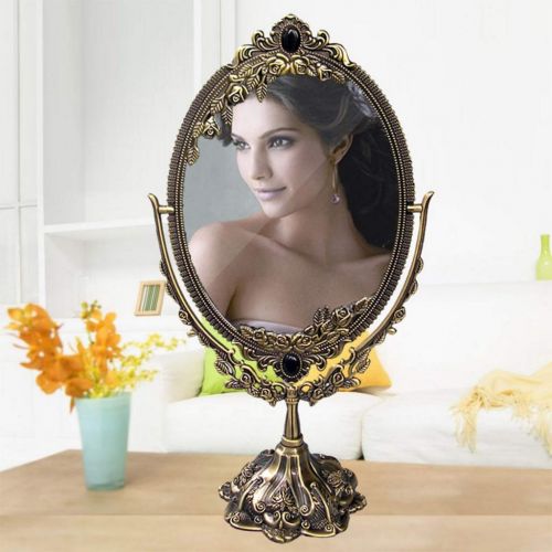  ZCJB Cosmetic Mirror,Makeup Mirror Desktop Retro 2 Sided Princess Mirror HD Oval Vanity Beauty Mirror...