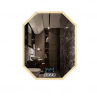 ZCJB Make Up Mirror,Wall Mount Intelligent Led Light Frameless Time Temperature Display Bluetooth...