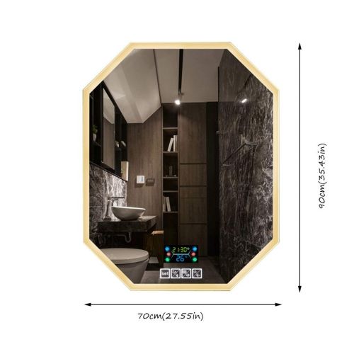  ZCJB Make Up Mirror,Wall Mount Intelligent Led Light Frameless Time Temperature Display Bluetooth...