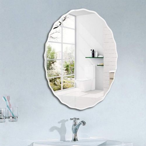  ZCJB Makeup Mirror,Simple Oval Bathroom Mirror Lace Frameless Wall Mount Washbasin Mirror (color : C)