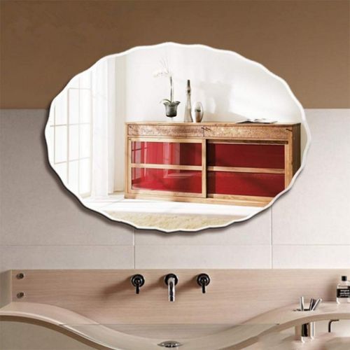  ZCJB Makeup Mirror,Simple Oval Bathroom Mirror Lace Frameless Wall Mount Washbasin Mirror (color : C)
