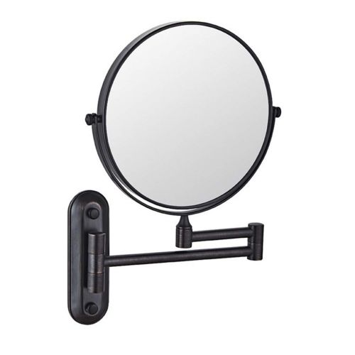  ZCJB Make Up Mirror,Wall Mounted Folding Telescopic Mirror Bathroom Hotel Beauty Cosmetic Mirror (color : BLACK, Size : 6in)