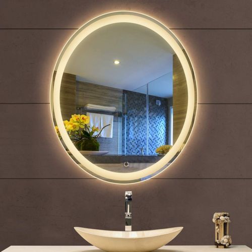  ZCJB Hanging Mirror Led Illumination Intelligent Modern Oval Hotel Bathroom 3 Modes Optional Cosmetic Mirror 7090cm (color : Warm white light, Size : B)