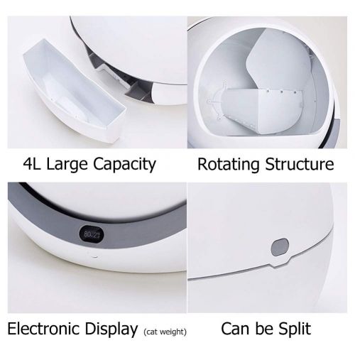  ZCY Round Cat Litter Tray, PP Resin Cat Litter Box with Electronic Display, Fat Cat 4L Toilet, 58.7x53.7x35CM