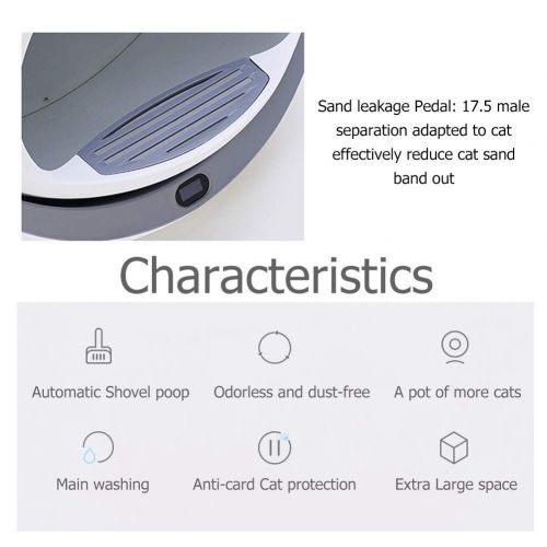  ZCY Round Cat Litter Tray, PP Resin Cat Litter Box with Electronic Display, Fat Cat 4L Toilet, 58.7x53.7x35CM