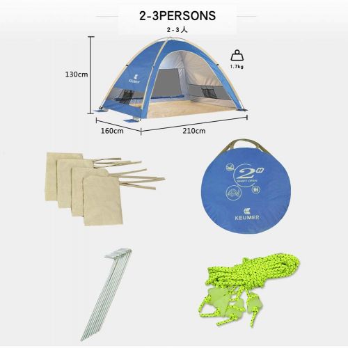  ZCY 2-3 Person Beach Tent, Waterproof Instant Automatic Pop Up Tent with Carry Bag, Picnic, Hiking, Fishing, Outdoor Use