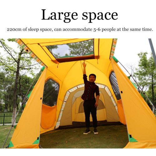  ZCY Family Camping Tent for 4 Preson, Waterproof Frame Tents, Full Standing Head Height, Hiking Outdoor Tent