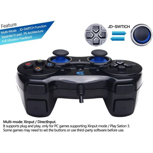  [아마존베스트]ZD-V+ USB Wired Gaming Controller Gamepad for PC/Laptop Computer(Windows XP/7/8/10) & PS3 & Android & Steam - [Black]