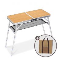 ZDYLM-Y Portable Folding Table Camping Wooden Aluminum Portable Compact Folding Height Adjustable Suitcase Picnic Table Set, Suitable for Picnic, Party