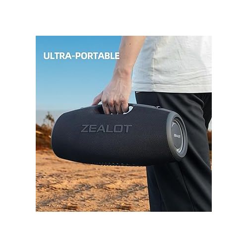  ZEALOT Bluetooth Speaker, Bluetooth Speaker,120W Portable Speaker Loud with Booming Bass,IP67 Waterproof Speaker with LED Light, PowerBank,Bluetooth 5.2,Outdoor Speaker for Camping,Beach,Gifts