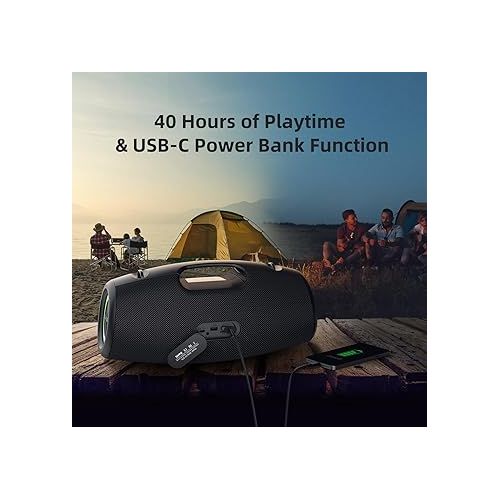  ZEALOT Bluetooth Speaker, Bluetooth Speaker,120W Portable Speaker Loud with Booming Bass,IP67 Waterproof Speaker with LED Light, PowerBank,Bluetooth 5.2,Outdoor Speaker for Camping,Beach,Gifts