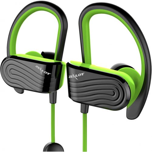  [아마존 핫딜] ZEALOT Bluetooth Headphones, Best Waterproof Wireless Sport Earphones w/Mic, HiFi Stereo Sweatproof in-Ear Earbuds for Running Gym Workout 8 Hour Noise Cancelling Headsets(Black-Green)