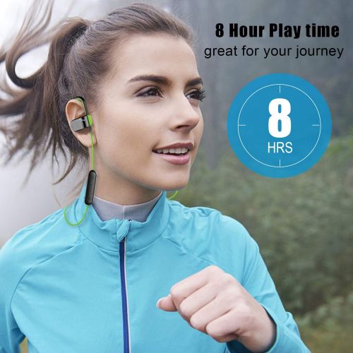  [아마존 핫딜] ZEALOT Bluetooth Headphones, Best Waterproof Wireless Sport Earphones w/Mic, HiFi Stereo Sweatproof in-Ear Earbuds for Running Gym Workout 8 Hour Noise Cancelling Headsets(Black-Green)