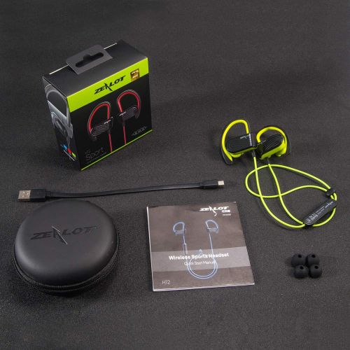  [아마존 핫딜] ZEALOT Bluetooth Headphones, Best Waterproof Wireless Sport Earphones w/Mic, HiFi Stereo Sweatproof in-Ear Earbuds for Running Gym Workout 8 Hour Noise Cancelling Headsets(Black-Green)