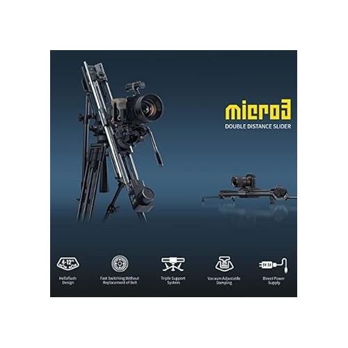  Zeapon Micro 3 E700 Motorized Double Distance Camera Slider, Travel Distance 30.31 inch Hellaflush Design 4KG-12KG Payload