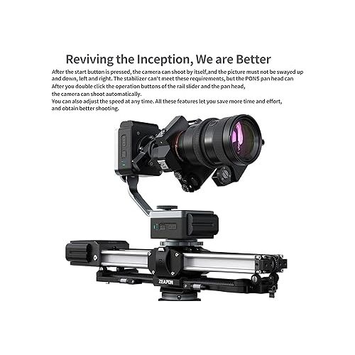  Zeapon PONS PT+ Battery + Charger +Carrying Case Motorized Pan Head 2-Axis Gimbal Stabilizer for Cameras Slider 360 Degree Shooting 50 kg Horizontal Load with Hidden 1/4 & 3/8 Screw Cap