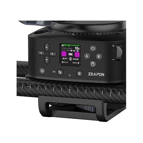  Zeapon AXIS 80 Pro (3-axis) Multi-axis Motorized Camera Slider, 31''/ 80cm DSLR Carbon Fiber Electric Track, LCD Screen APP Control, Pan Head for 360° Panoramic Time-Lapse Follow Focus