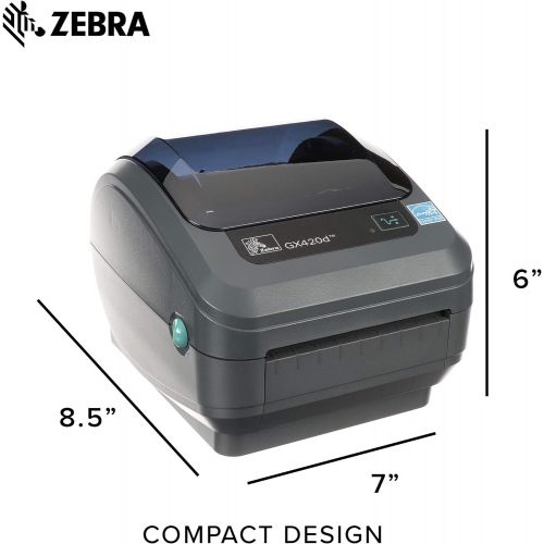  Zebra GX420d Direct Thermal Desktop Printer Print Width of 4 in USB Serial and Ethernet Port Connectivity GX42-202410-000