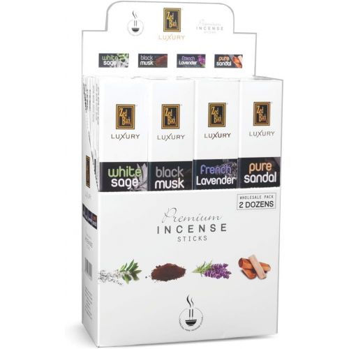 제드 인센스스틱 ZED BLACK Insent Sticks Sage Incense Sticks Popular Items Aroma Incense Sticks Combo - Aromatherapy Gift - 4 Different Fragrances - White Sage, Black Musk, French Lavender Incense,