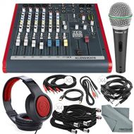 Photo Savings Allen & Heath ZED60-10FX 6-Channel Mixer with Digital Effects and USB IO + Deluxe Bundle w Microphone, Headphones, 12X Cables, Fibertique Cloth